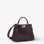 FENDI Peekaboo Mini Dark brown leather bag with threading - Image 3